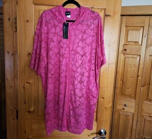 Pink Lace Hooded Cover-Up